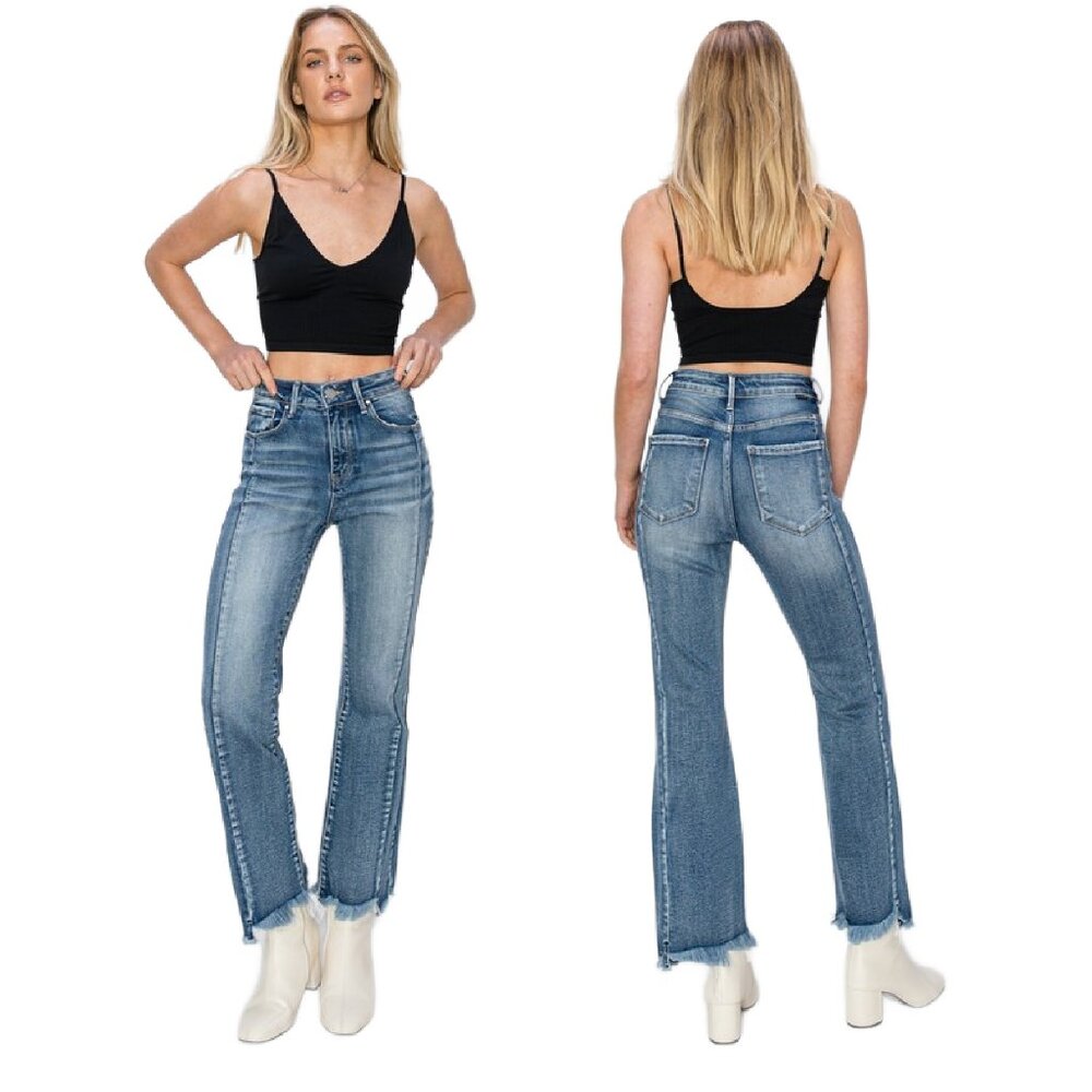 Step Hem Ankle Flare Jeans by Risen